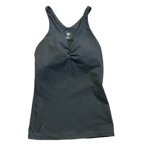 Prana Sabin Chakra Racerback Tank Top Ruched Front Gray Size S